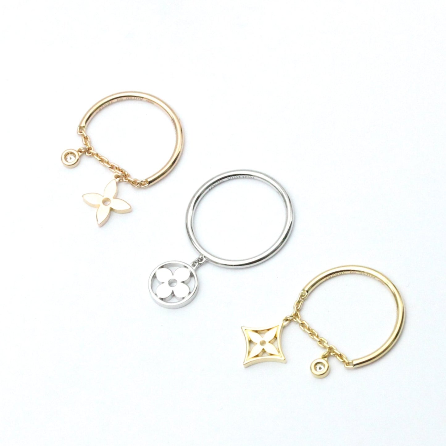 LOUIS VUITTON Monogram Idylle Pampille Ring Q9G99C Pink Gold [18K],White Gold [18K],Yellow Gold [18K] Fashion Diamond Band Ring Gold