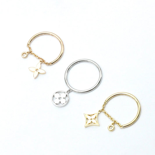 LOUIS VUITTON Monogram Idylle Pampille Ring Q9G99C Pink Gold [18K],White Gold [18K],Yellow Gold [18K] Fashion Diamond Band Ring Gold