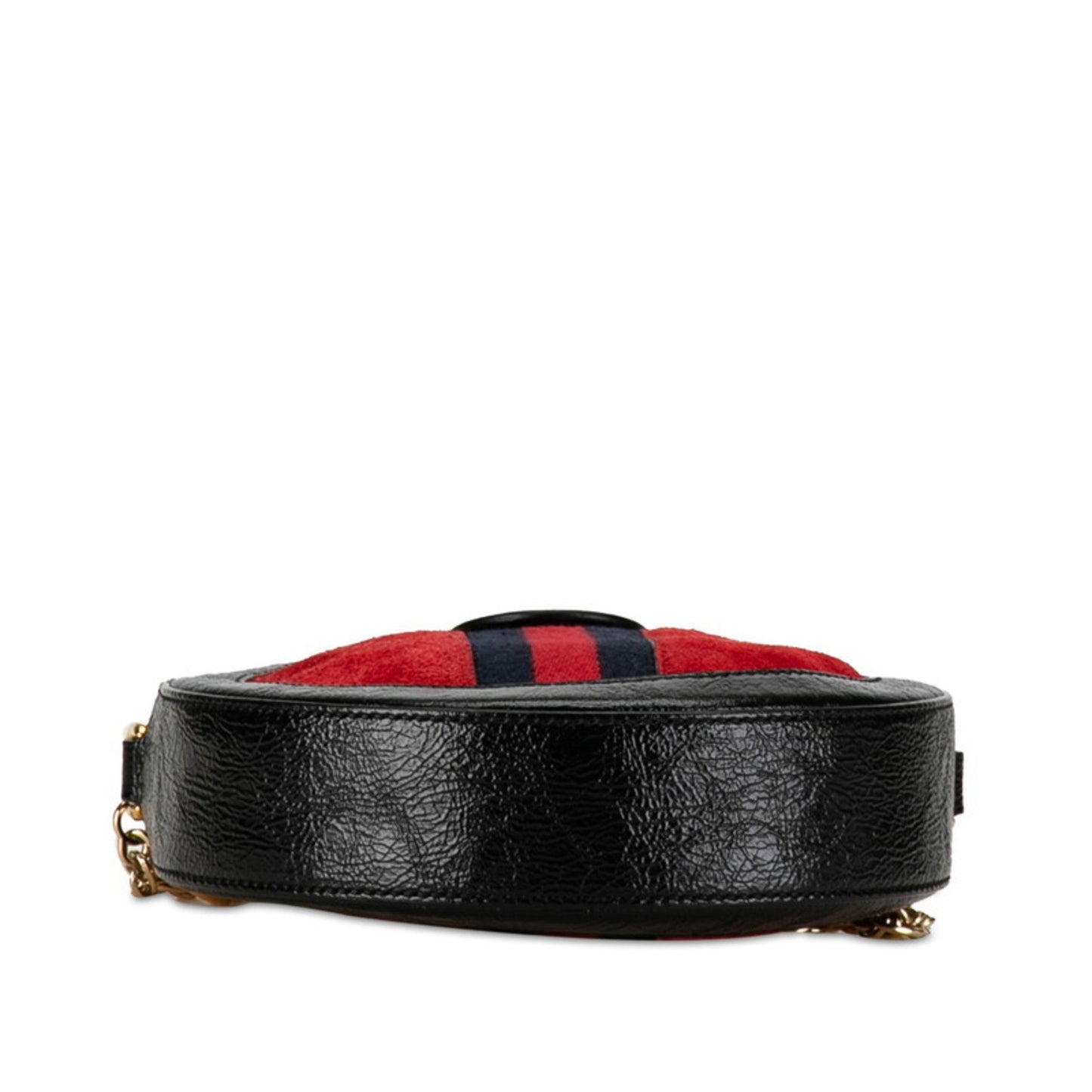 Gucci Black Red Color Patent Leather Suede Shoulder Bag