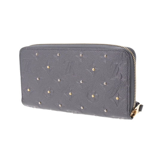 LOUIS VUITTON Monogram Empreinte Zippy Grissilver M62209 Unisex Leather Studded Long Wallet