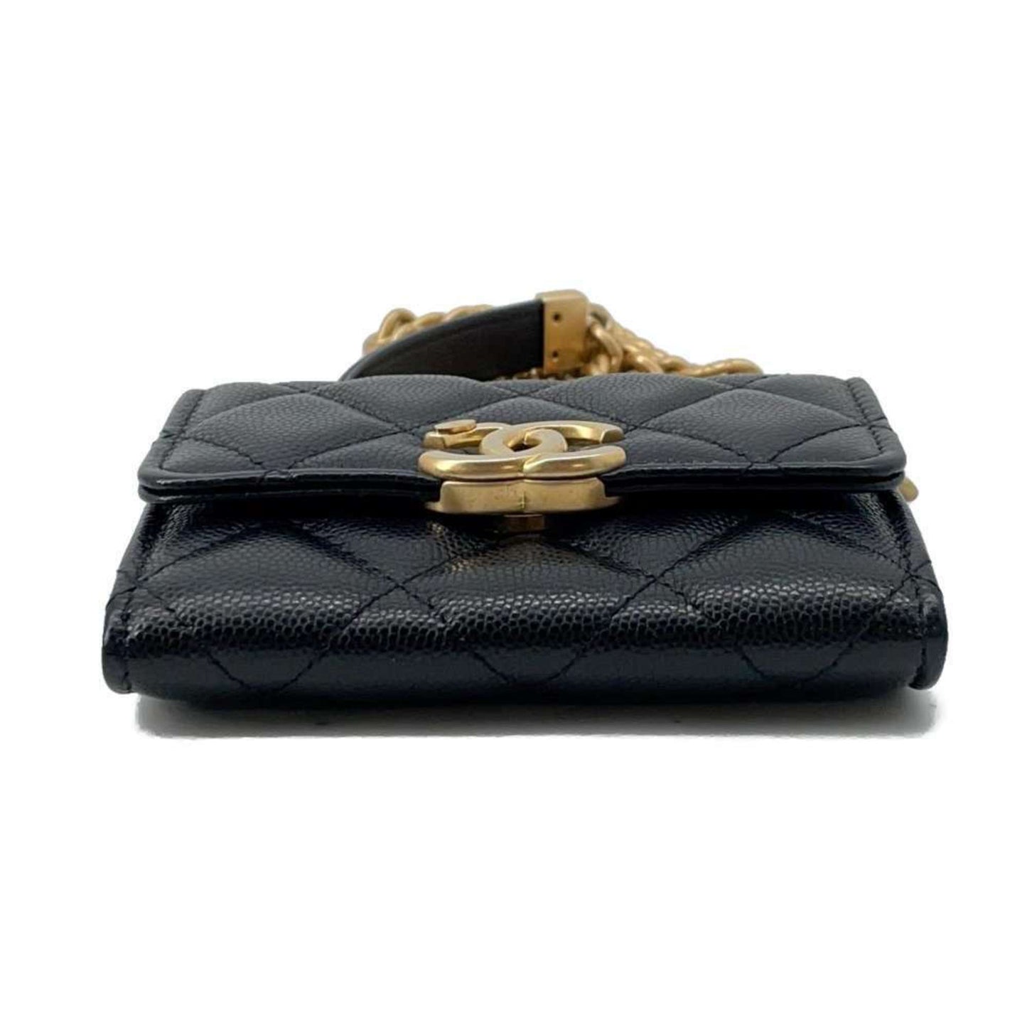 Chanel Chain Wallet Wallet/Coin Case Matelasse Coco Mark Caviar Skin CHANEL Business Card Holder/Card Black