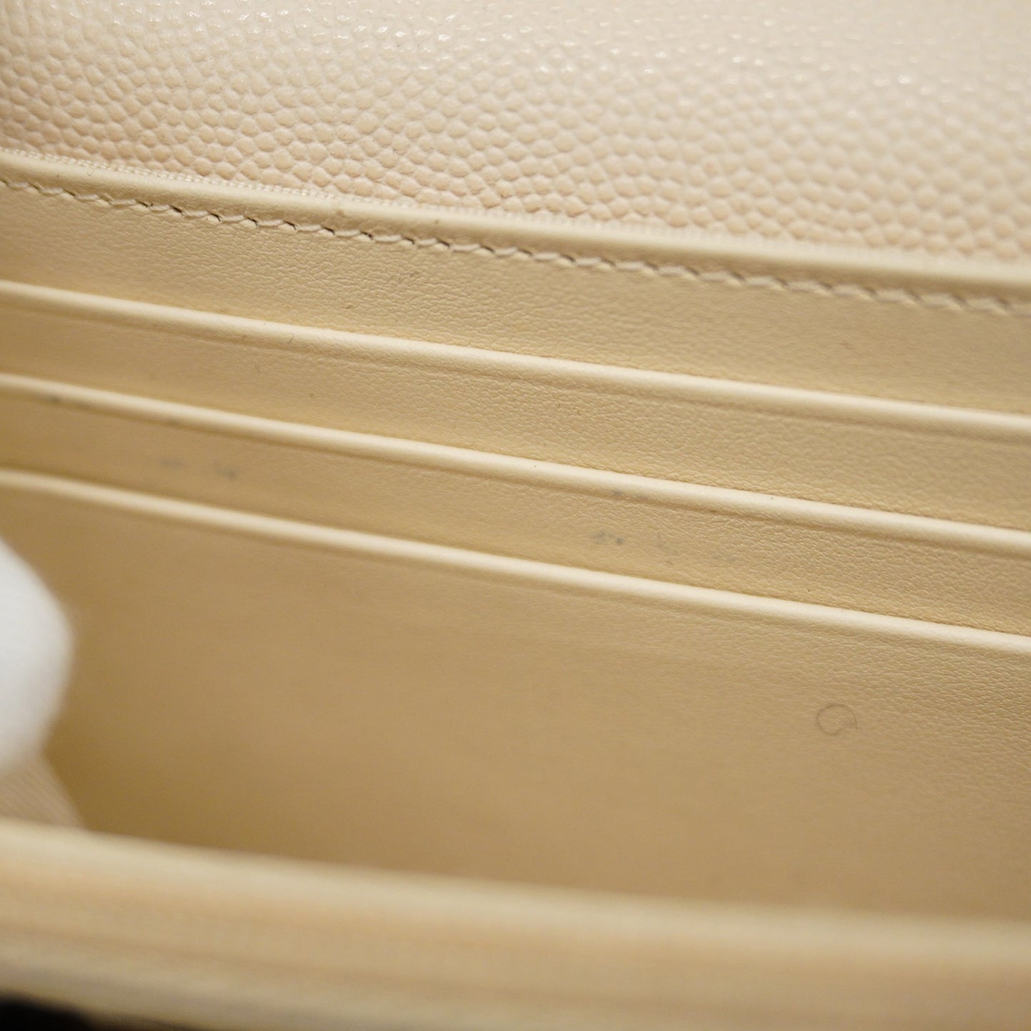 ChanelAuth  Matelasse Long Wallet [bi-fold] Gold Hardware Caviar Leather Ivory