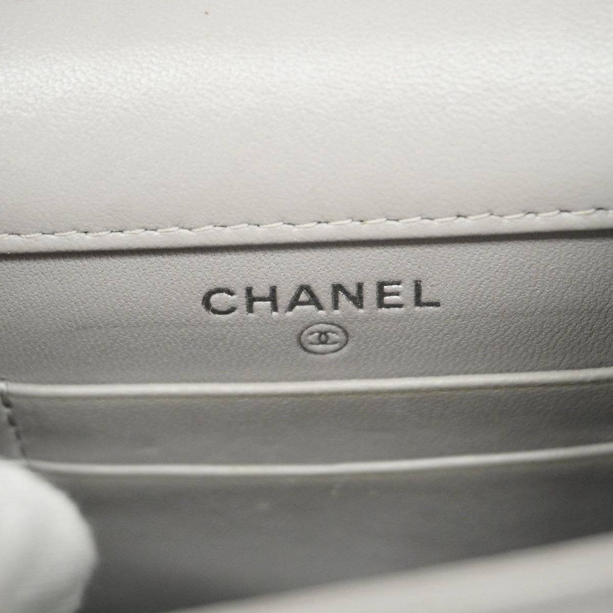 Chanel[3bd5059] Auth  Shoulder Bag Matelasse Chain Shoulder Lambskin Gray Silver metal