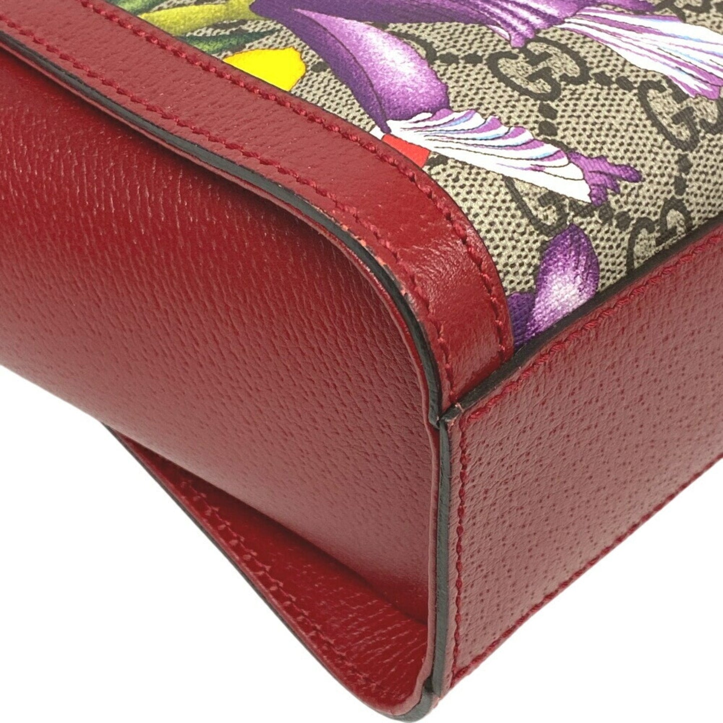 Gucci Beige Red Color Leather Pvc Handbag Shoulder Bag