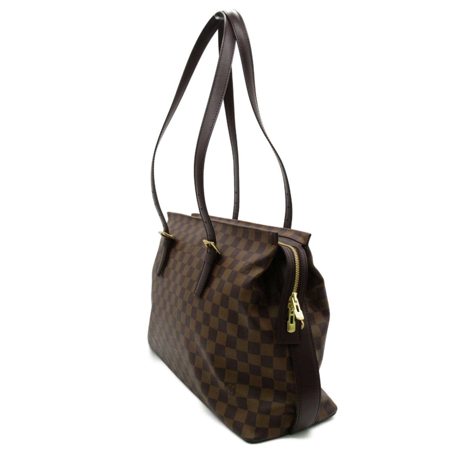LOUIS VUITTON Chelsea Tote Bag Brown Ebene Damier PVC coated canvas N51119