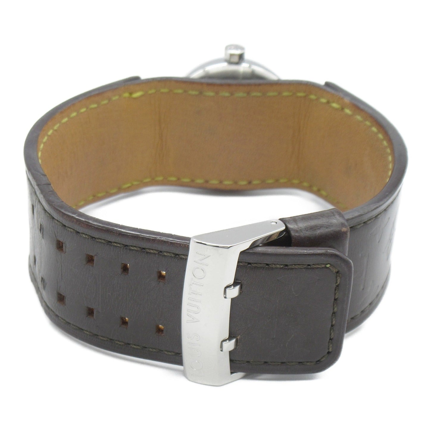 LOUIS VUITTON Tambour Wrist Watch Watch Wrist Watch Q1211 Quartz Brown Stainless Steel Leather belt Q1211