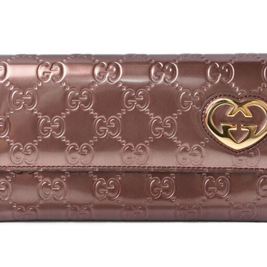 Gucci Burgundy Patent Leather Long Wallet (Bi-Fold) ()