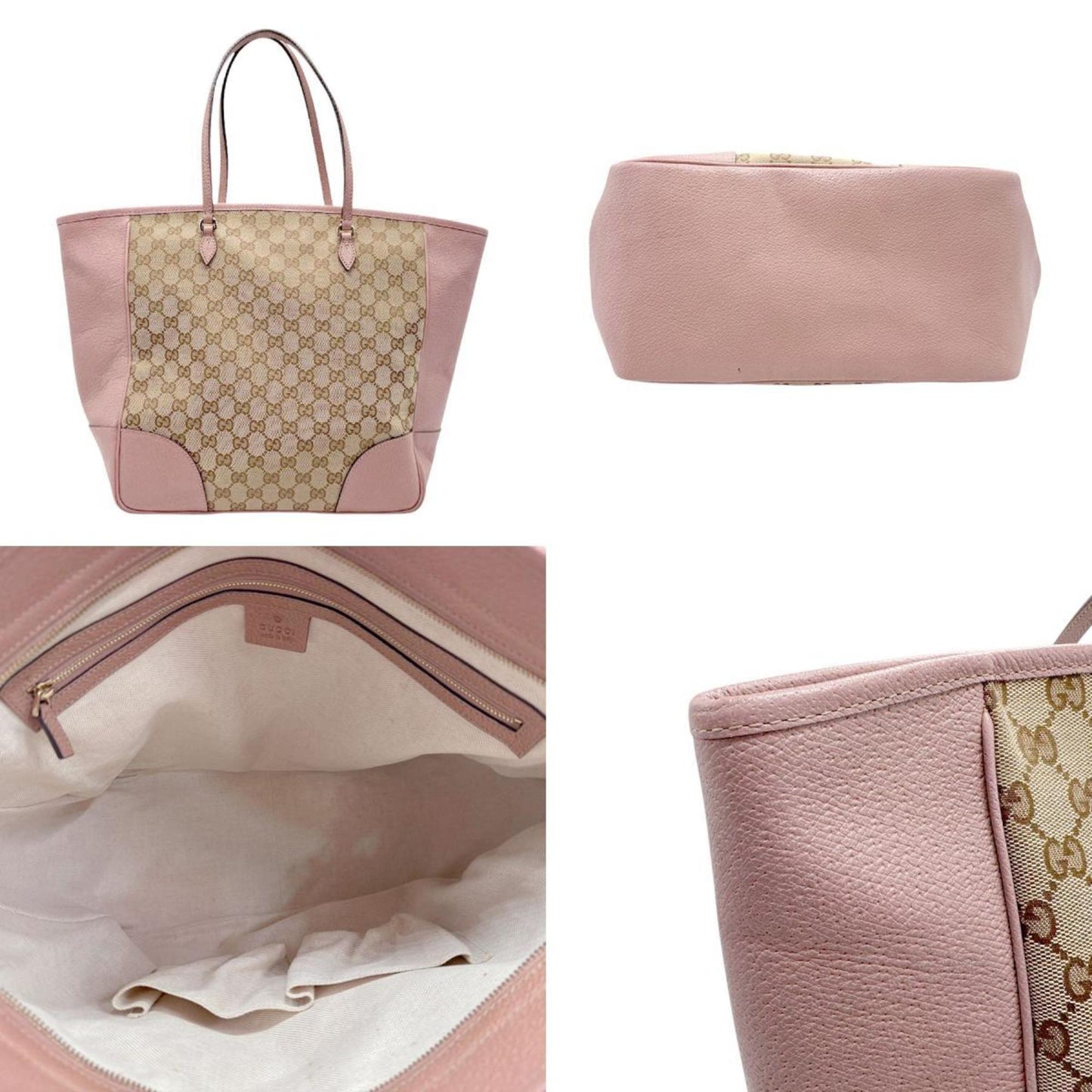 Gucci Brown Pink Gg Canvas Leather Handbag