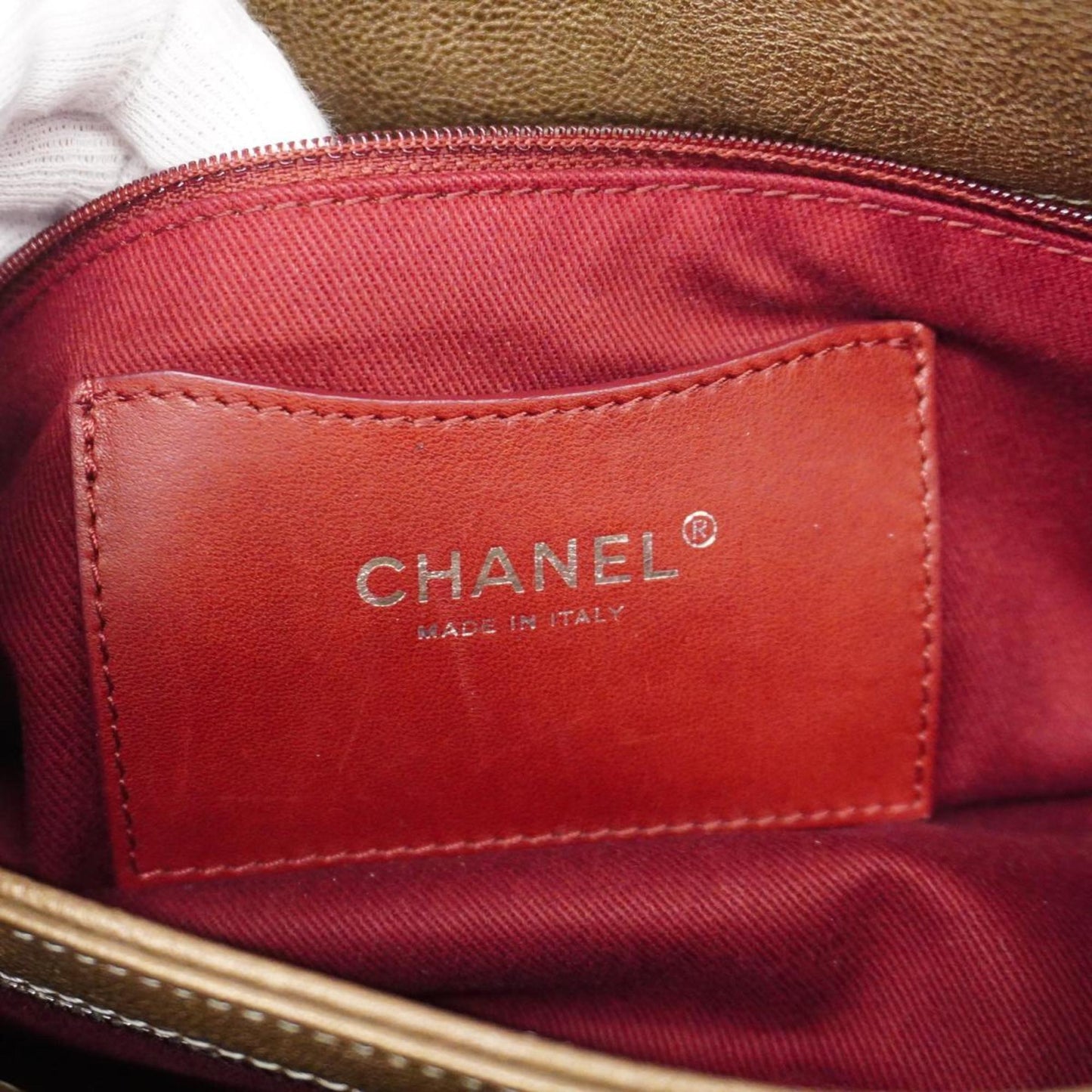 Chanel Shoulder Bag Matelasse Chain Leather Khaki Women's