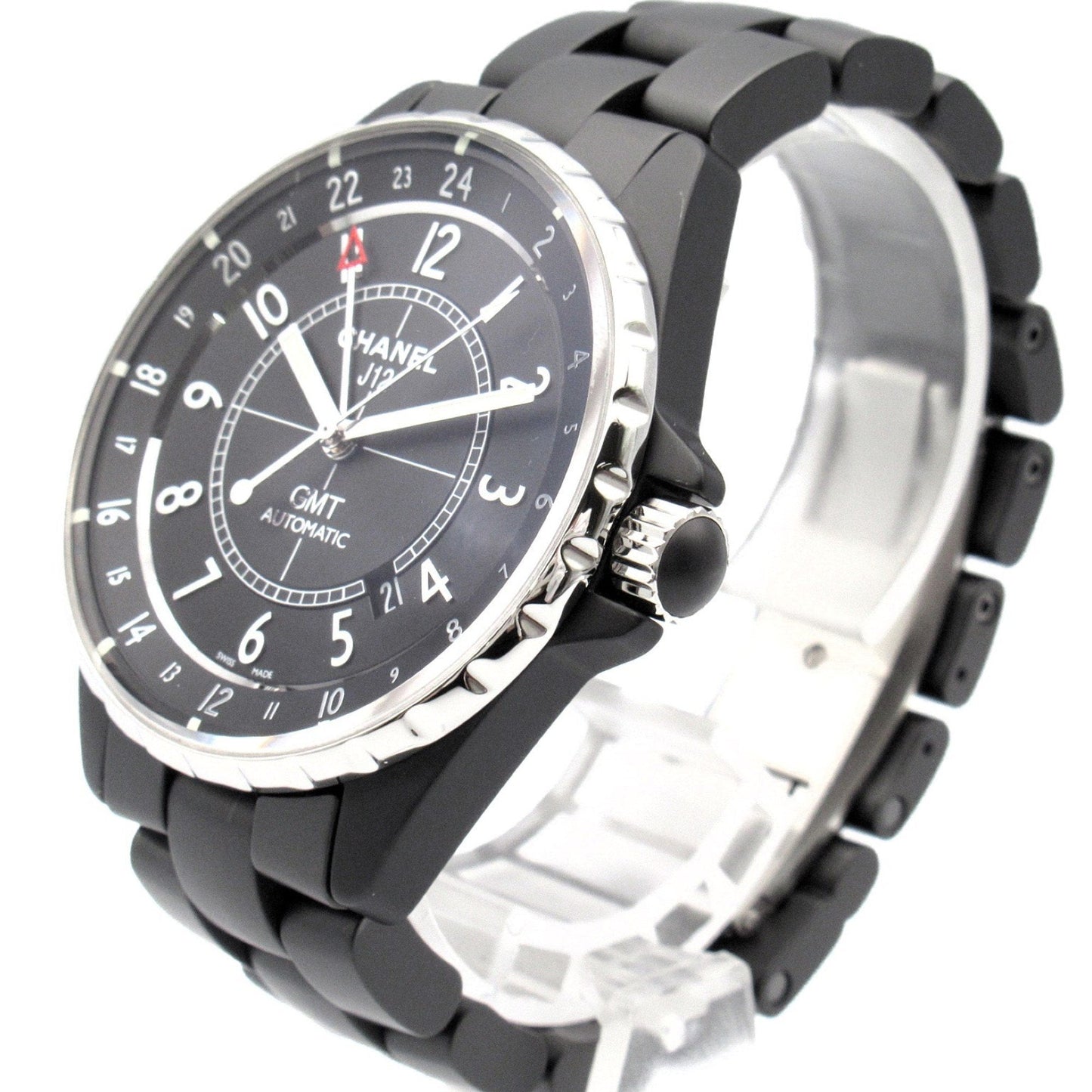 CHANEL J12 GMT Wristwatch, Ceramic, Men's, Black, H3101