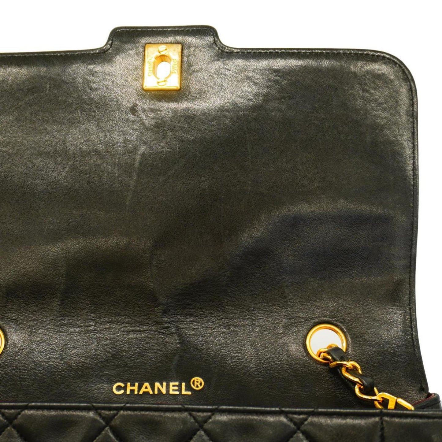 Chanel Shoulder Bag Matelasse Chain Lambskin Black Women's