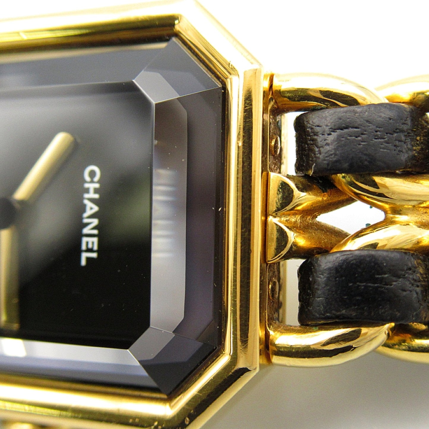 CHANEL Premiere L Wrist Watch H0001 Quartz Black Gold Plated Leather belt H0001