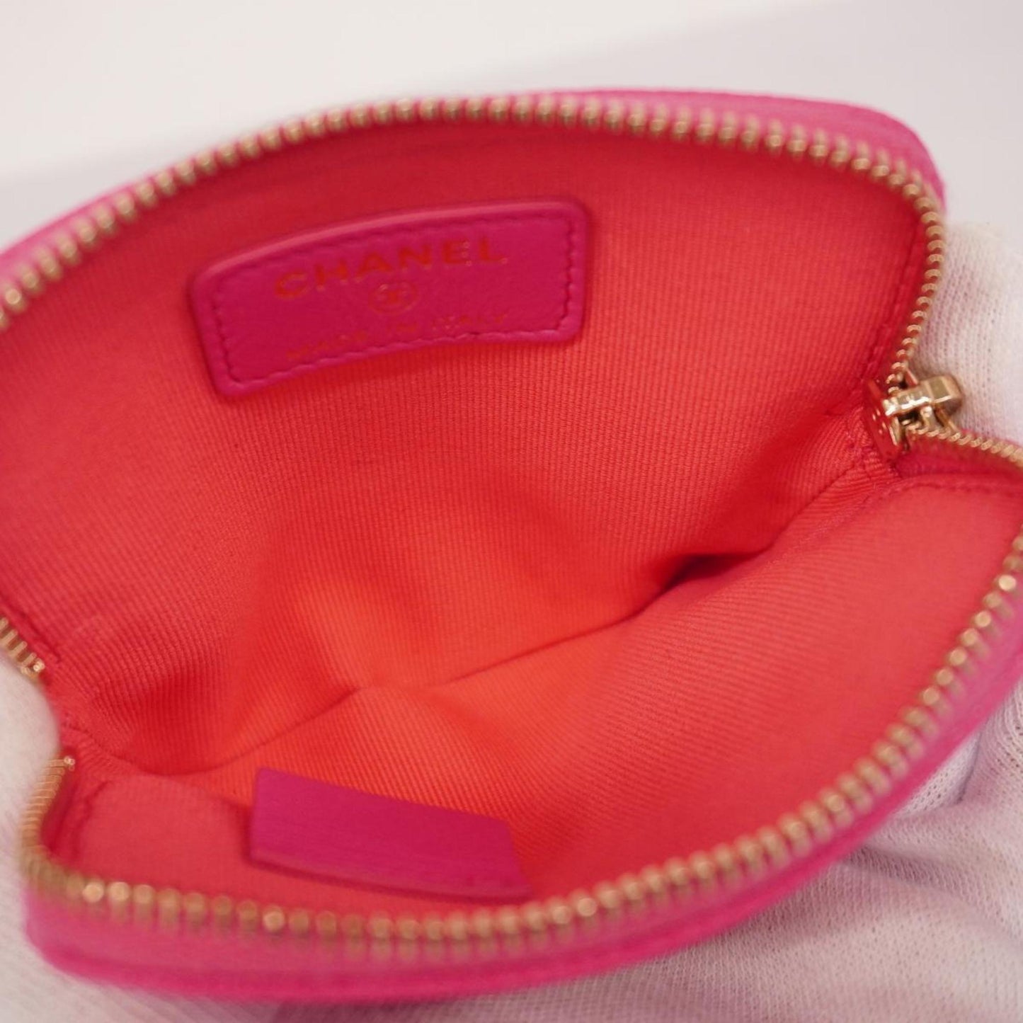 Chanel Wallet/Coin Case Matelasse Caviar Skin Pink Champagne Women's