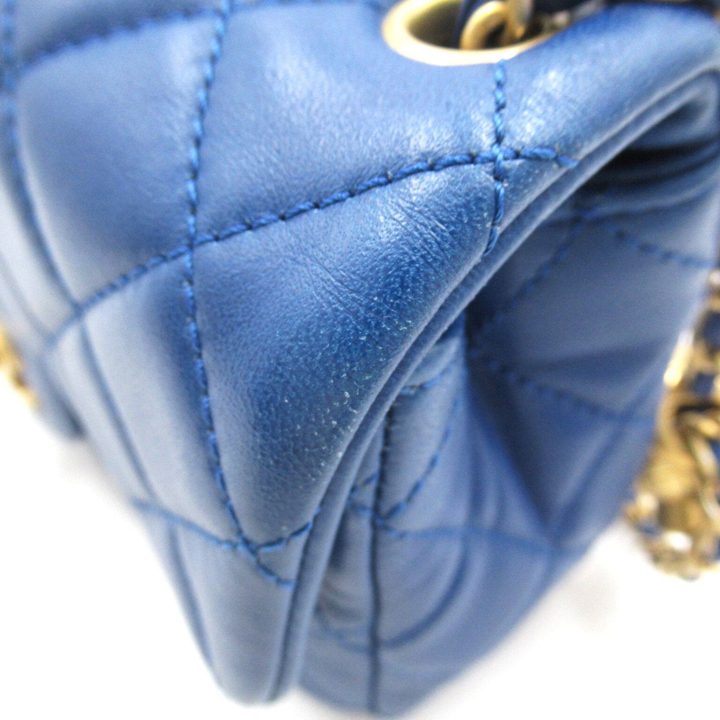CHANEL Mini Materasse Chain Shoulder Blue Lambskin (sheep leather) AS1787