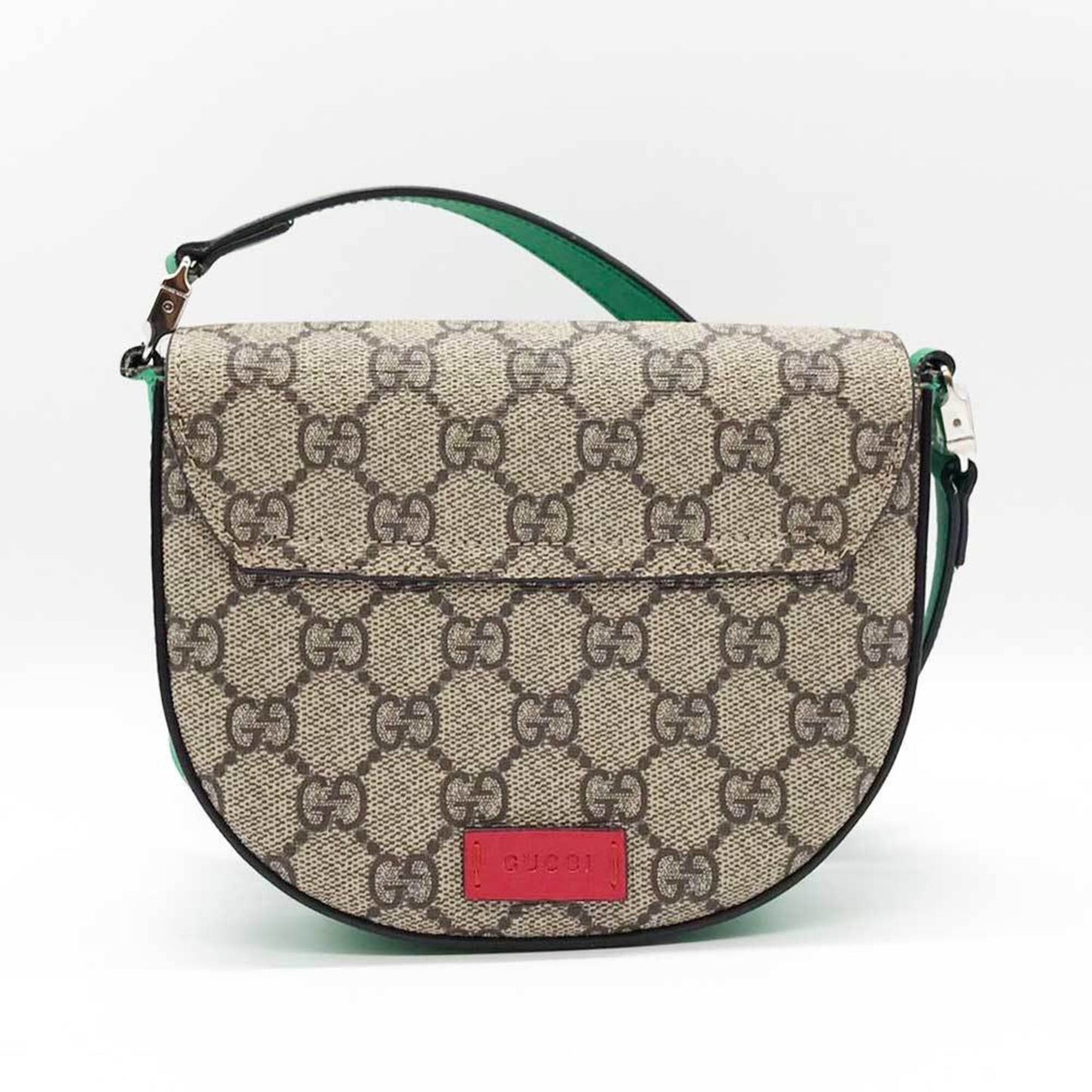 Gucci Beige Green Pvc Leather Shoulder Bag
