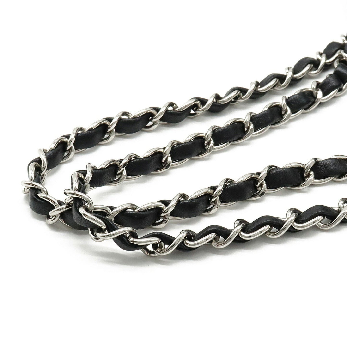 CHANEL 2.55 Matelasse W Chain Bag Shoulder Patent Leather Black