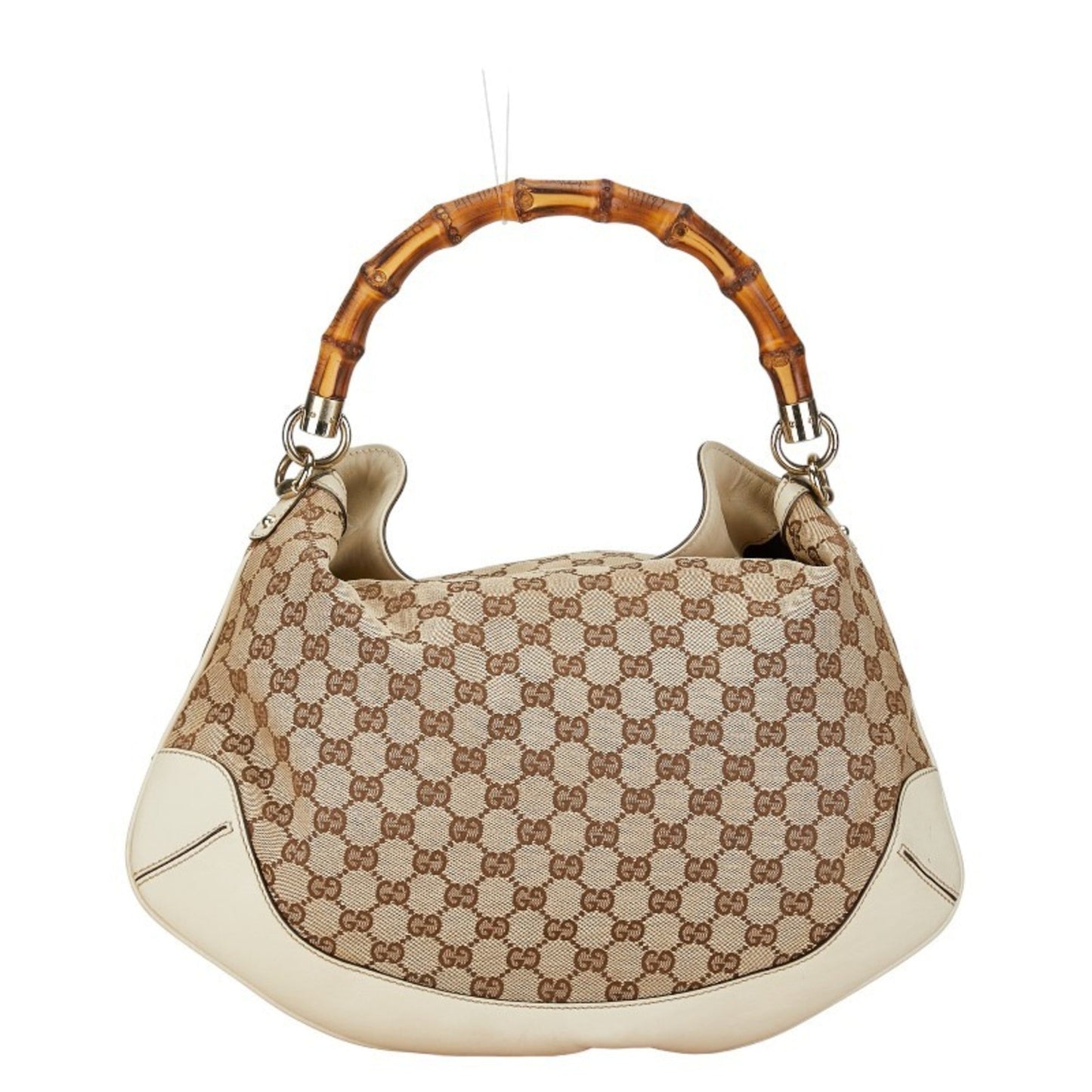 Gucci Beige Ivory White Canvas Leather Handbag Shoulder Bag