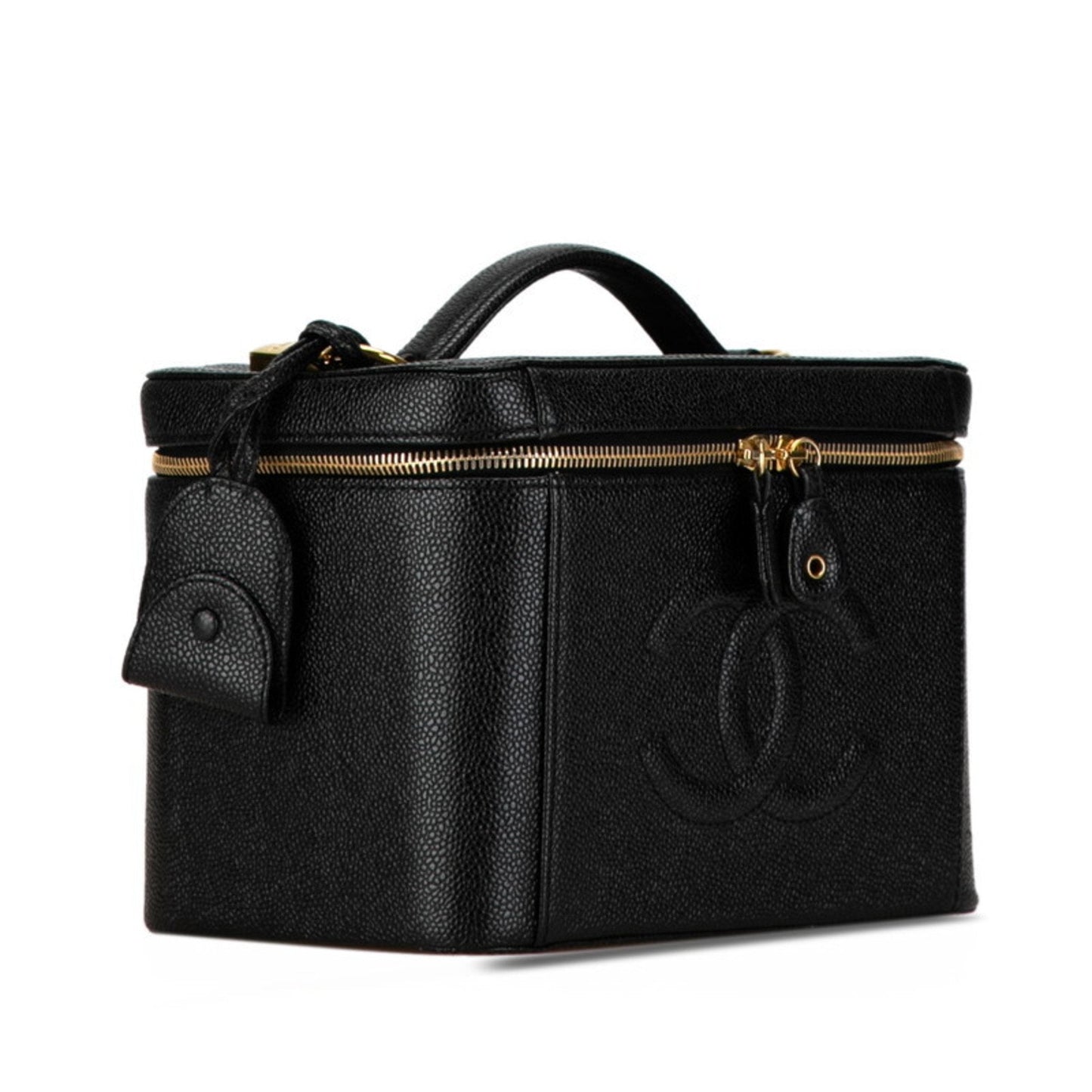 Chanel Coco Mark Handbag Vanity Bag Black Caviar Skin Women's CHANEL