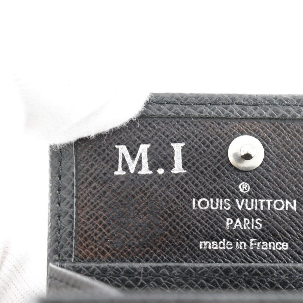 LOUIS VUITTON Portomone Boite Coin Case M30382 Taiga Ardoise Black TA1101 Men's