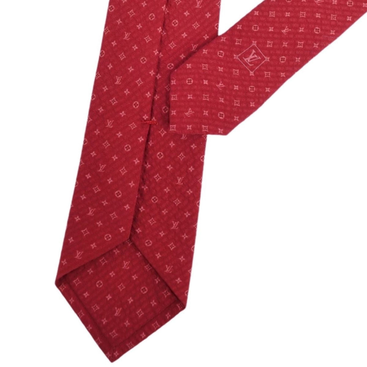 LOUIS VUITTON Necktie Monogram 100% Silk Men's Red