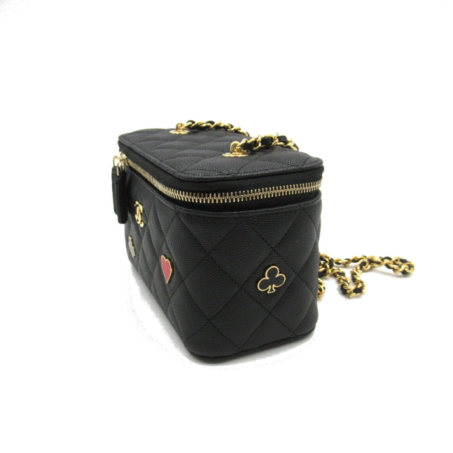 CHANEL Vanity Chain Shoulder Bag, Caviar Skin (Grained Calf), Women's, Black, AP3079