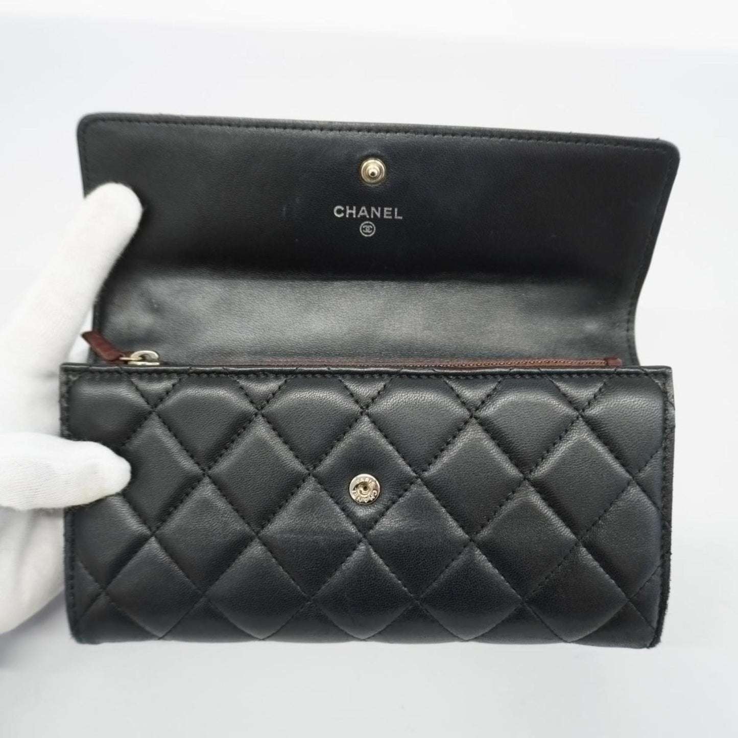 Chanel Long Wallet Matelasse Lambskin Black Women's