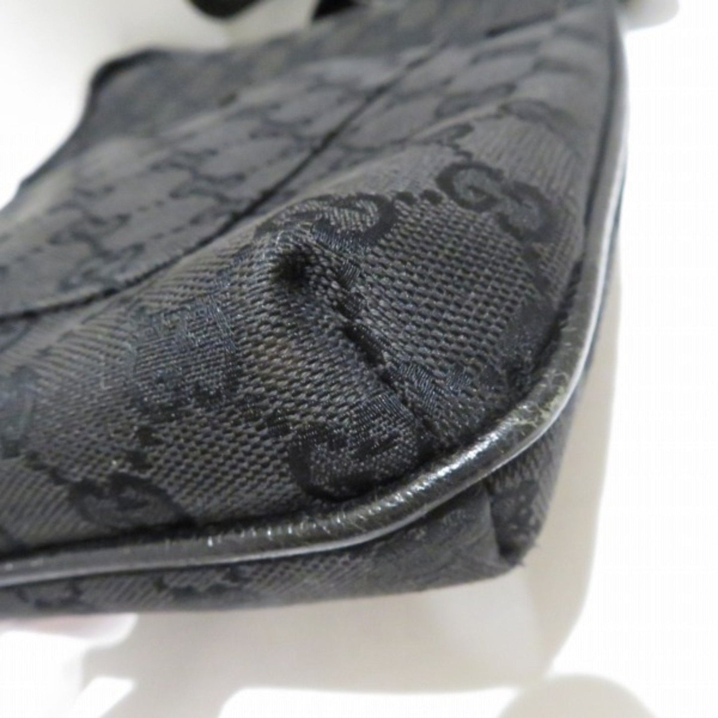 Gucci Black Gg Canvas Leather Shoulder Bag