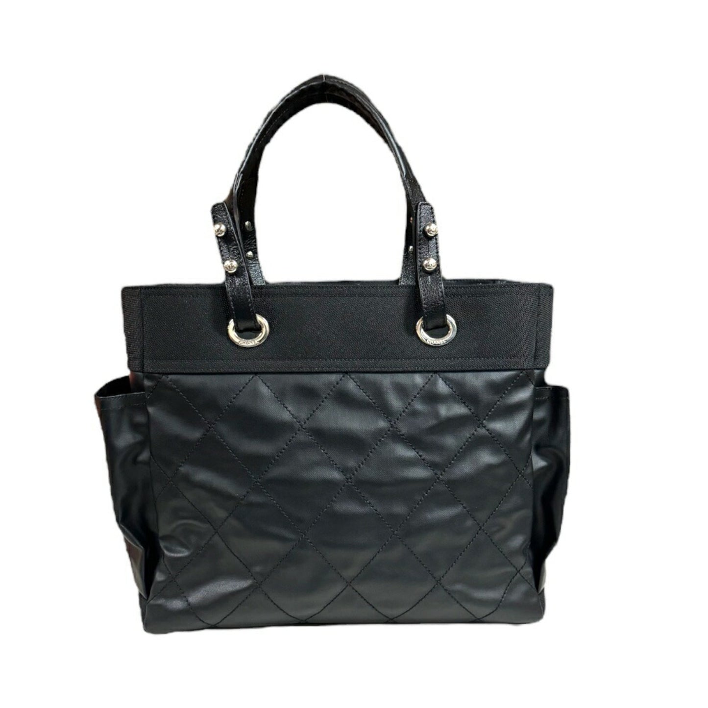 CHANEL Paris Biarritz GM Tote Bag Chanel Coated Canvas A34210 Black Women's