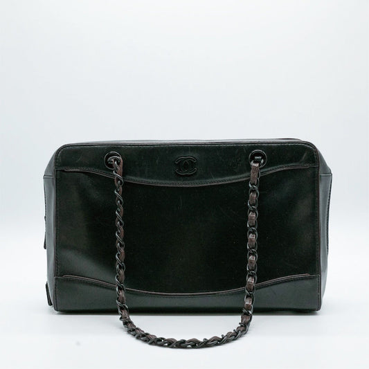 CHANEL Shoulder Bag Coco Mark Chain Calfskin Black Women's PD281