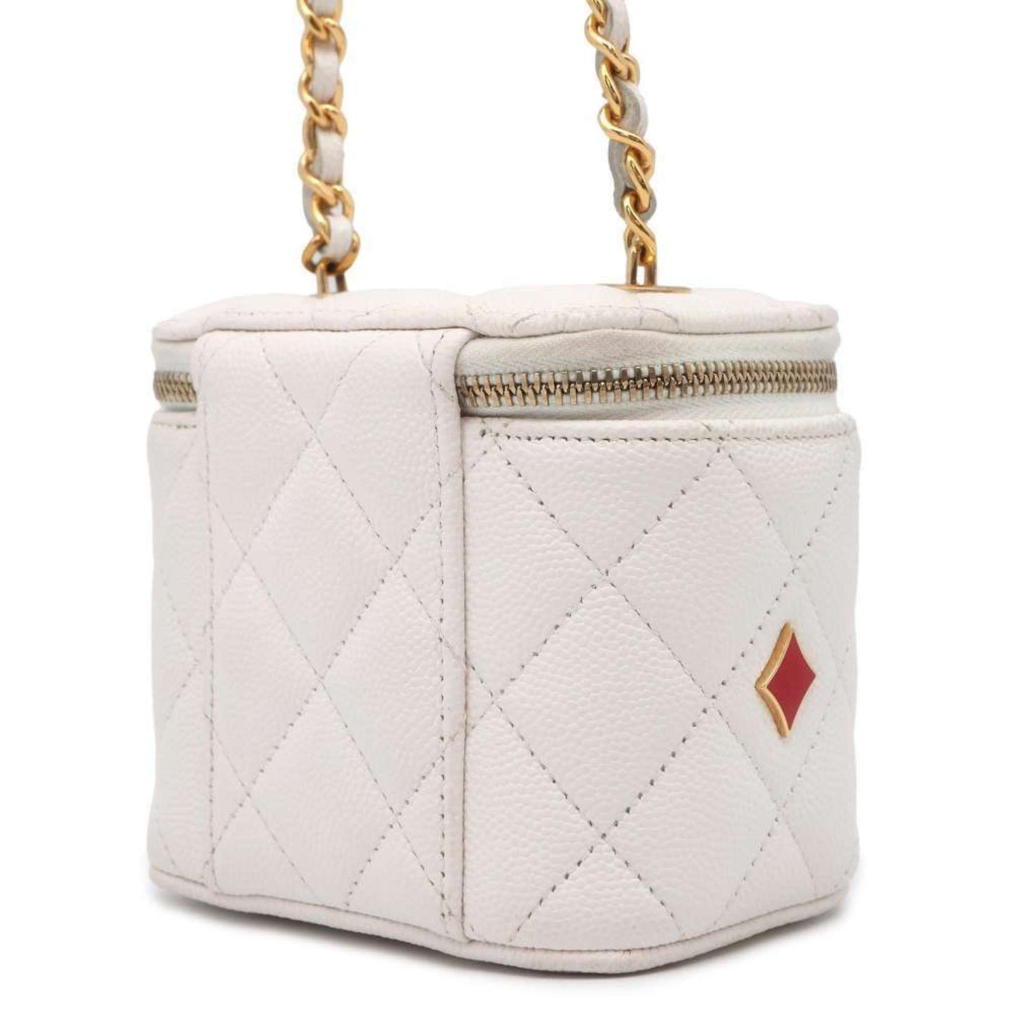 Chanel Chain Shoulder Bag Small Vanity Coco Mark Matelasse Playing Cards AP3078 White