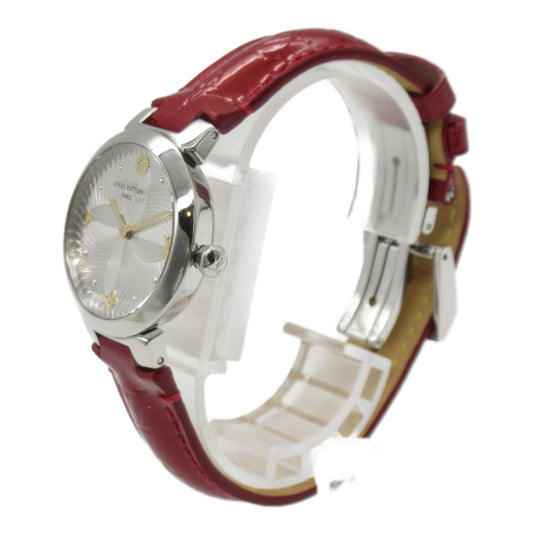 LOUIS VUITTON Tambour Slim Metallic Flower PM Wrist Watch Wrist Watch QA014Z Quartz Silver Stainless Steel Leather b QA014Z