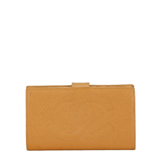 Chanel Coco Mark Long Wallet Beige Caviar Skin Women's CHANEL