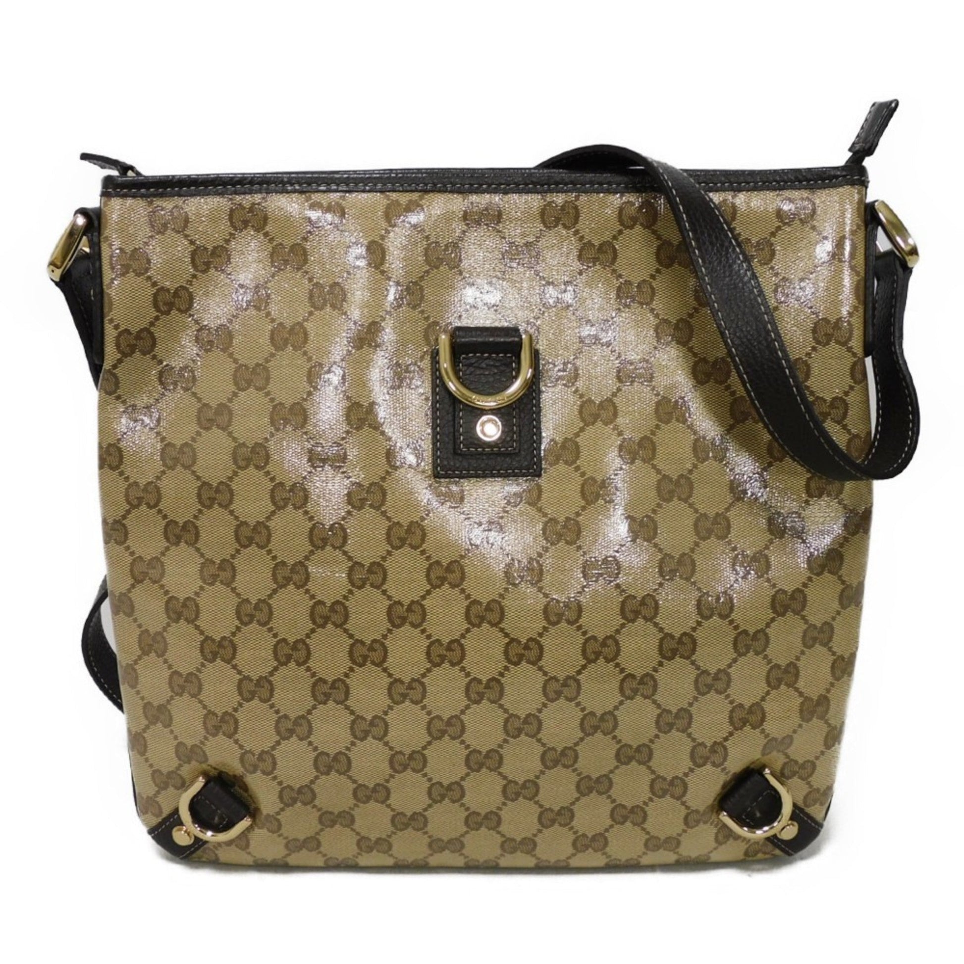 Gucci Beige Vinyl Coating Gg Crystal Canvas Messenger Bag Shoulder Bag ()