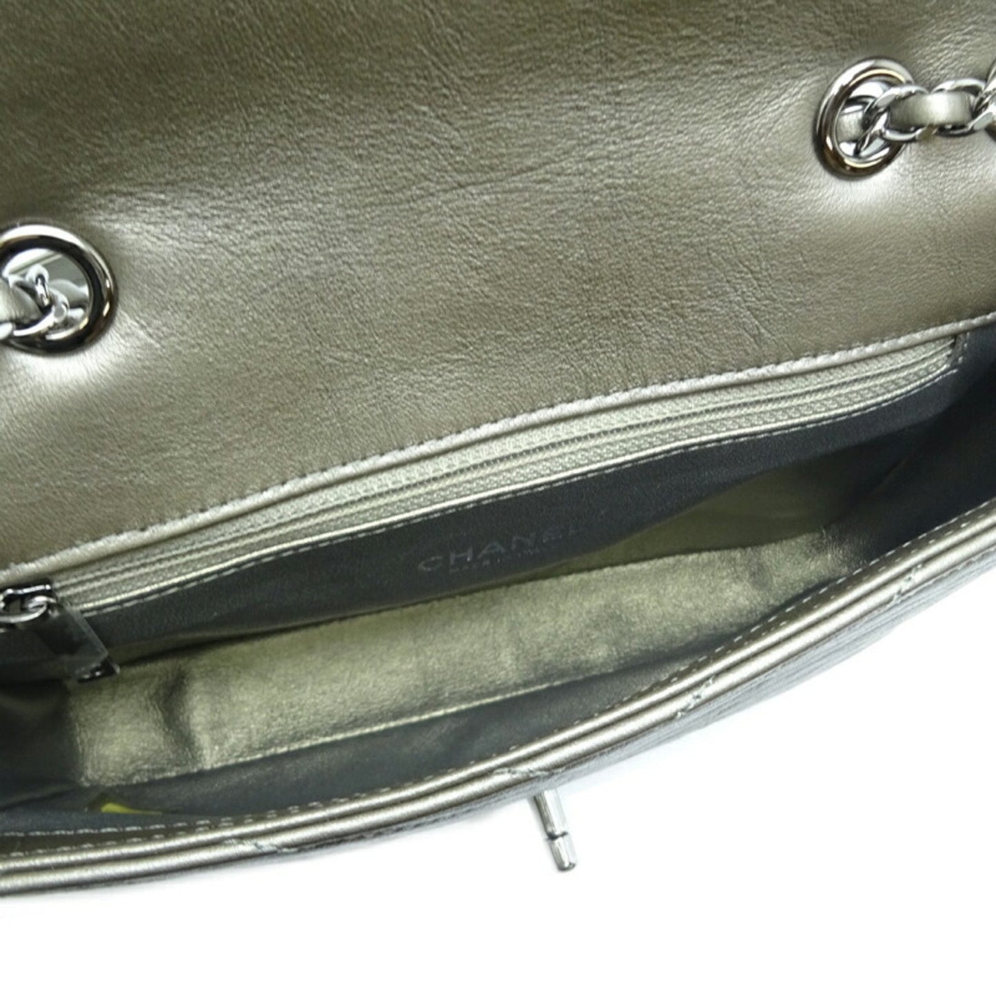 Chanel V-stitch chain shoulder 23 ladies bag leather grey