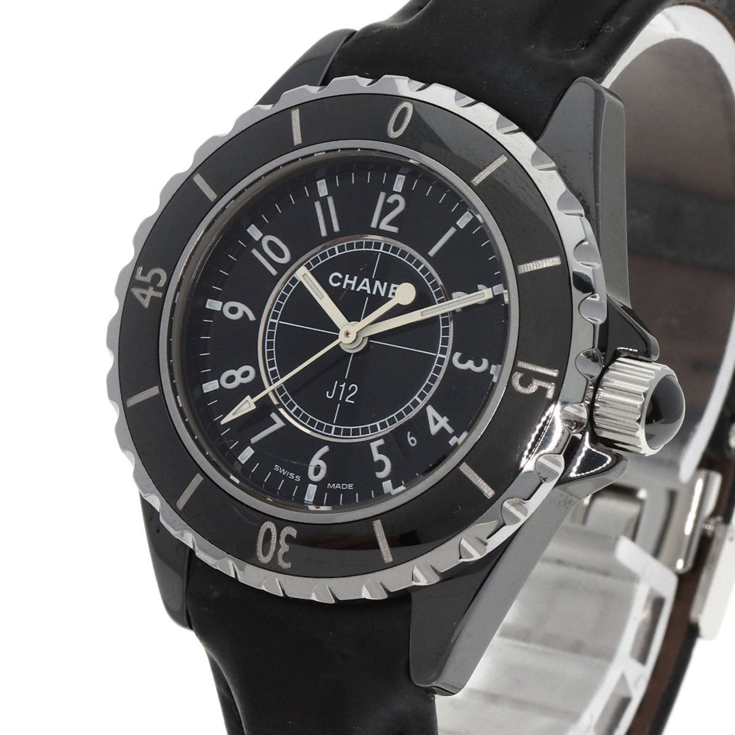 Chanel H0680 J12 33mm Watch Ceramic Leather Women's CHANEL