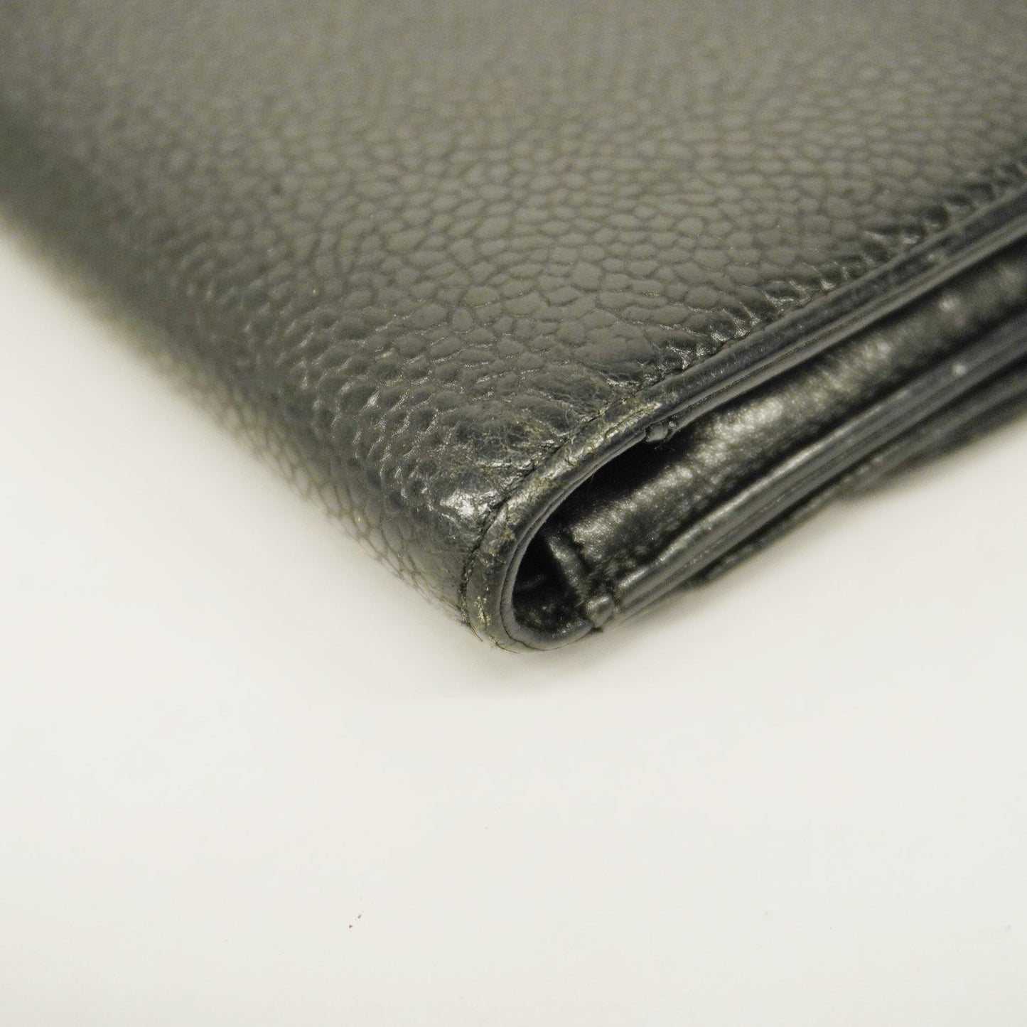 ChanelAuth  Gold Hardware Women's Caviar Leather Long Wallet [bi-fold] Black