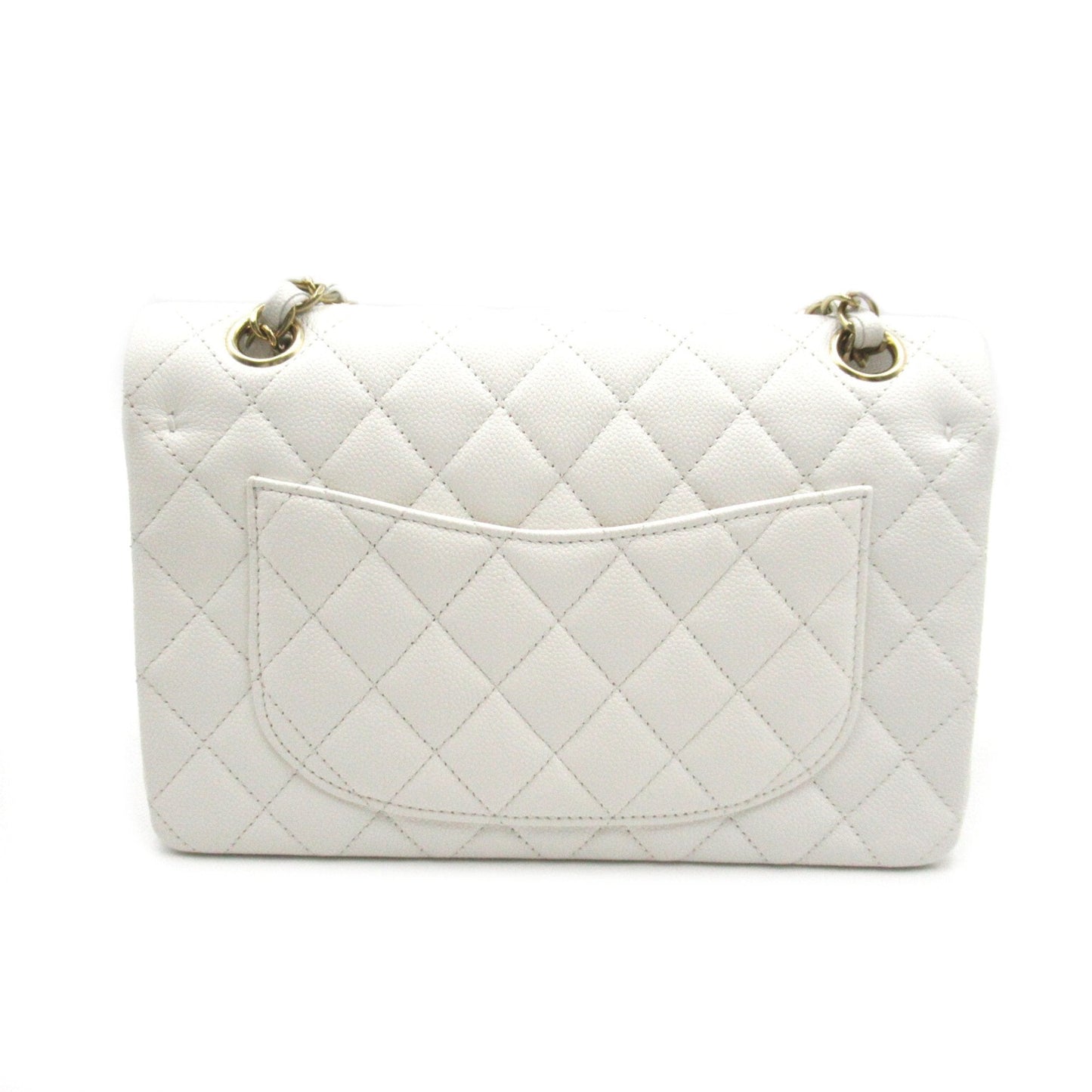 CHANEL Matelasse Double Flap ChainShoulder White Caviar Skin (Grained Calf) A01113
