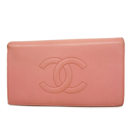 Chanel long wallet caviar skin pink ladies