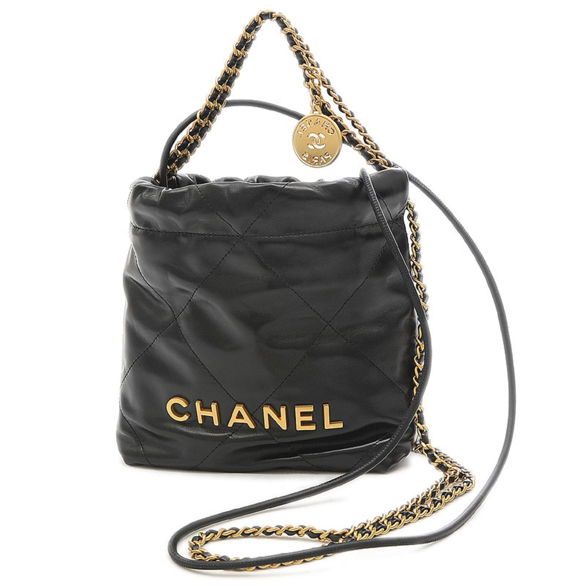 Chanel22 mini handBag chain shoulder calfskin black AS3980