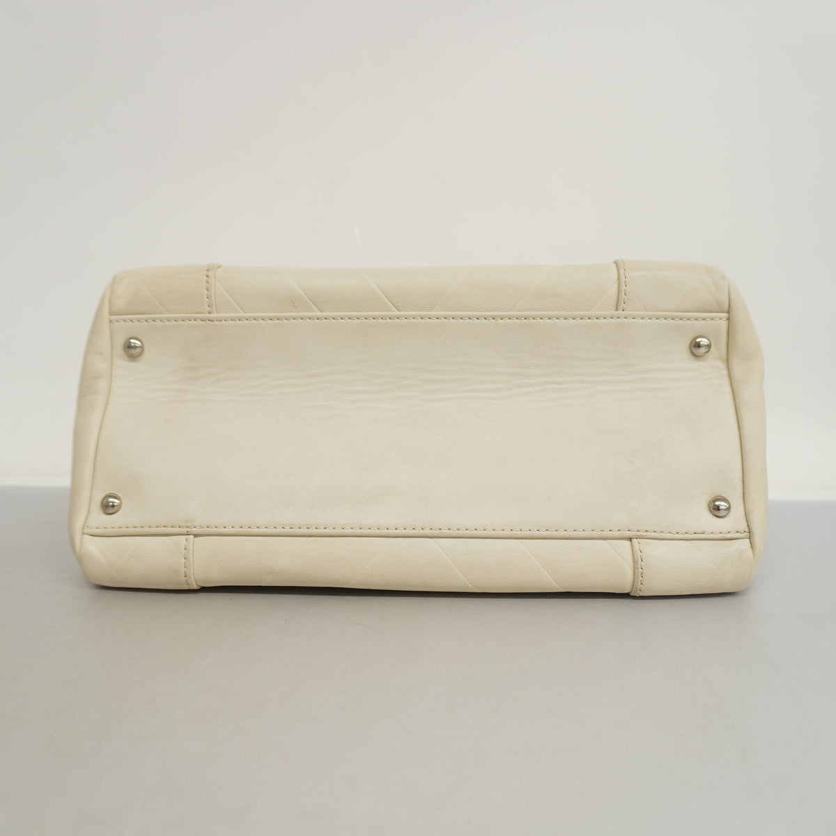 ChanelAuth  V Stitch Women's Leather HandBag White