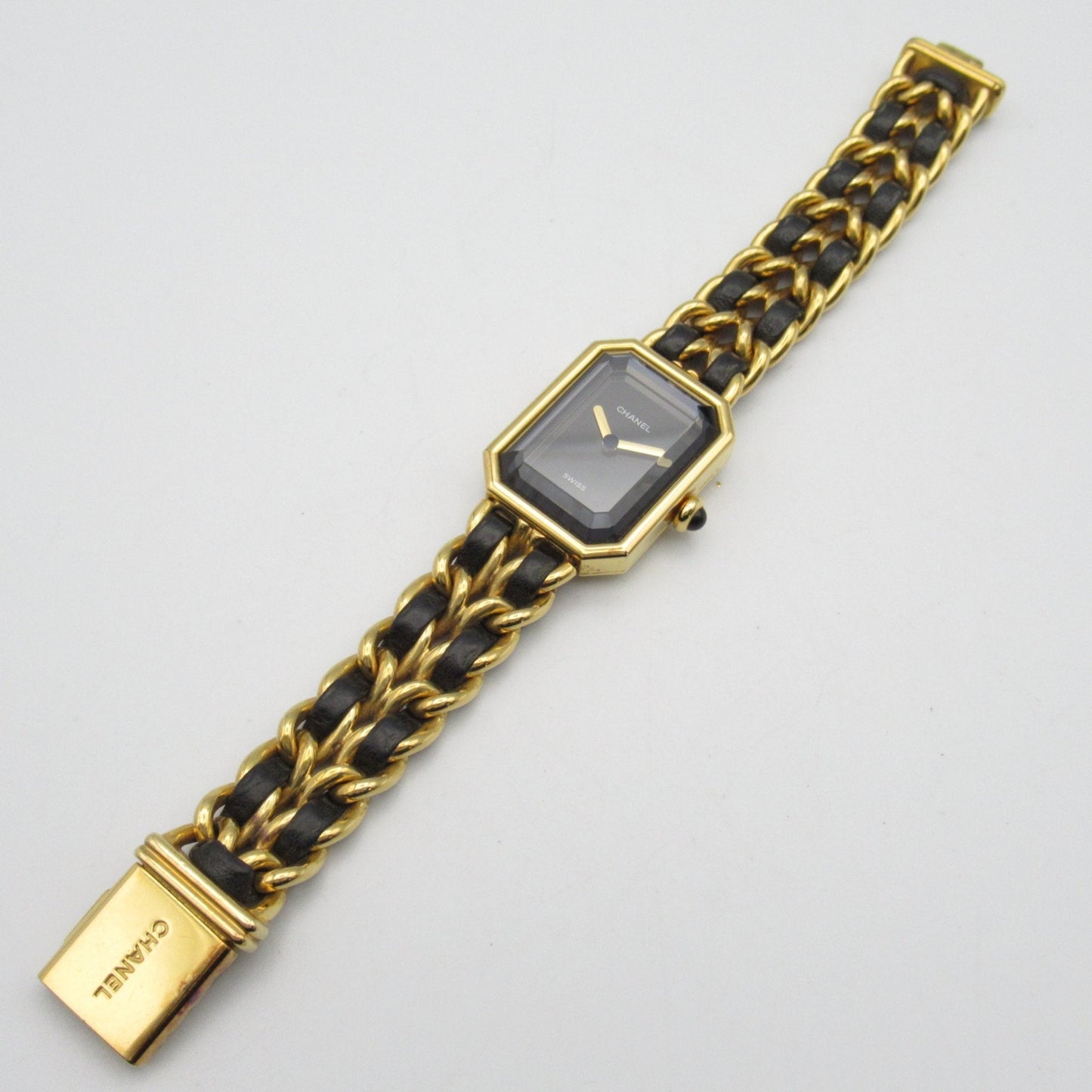 CHANEL Premiere S Wrist Watch H0001 Quartz Black Gold Plated Leather belt H0001