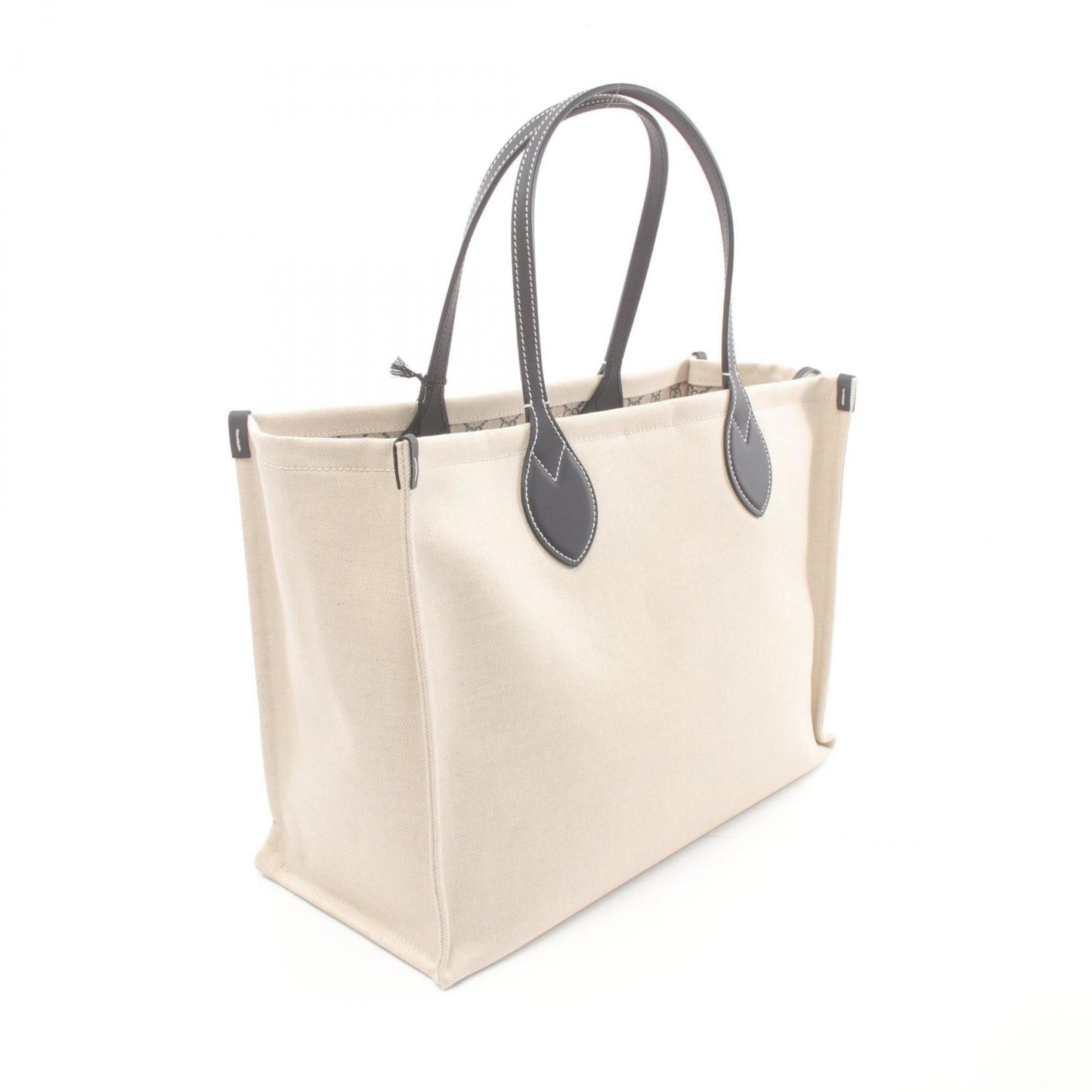 Gucci Beige Bordeaux Navy Canvas Leather Pouch Tote Bag