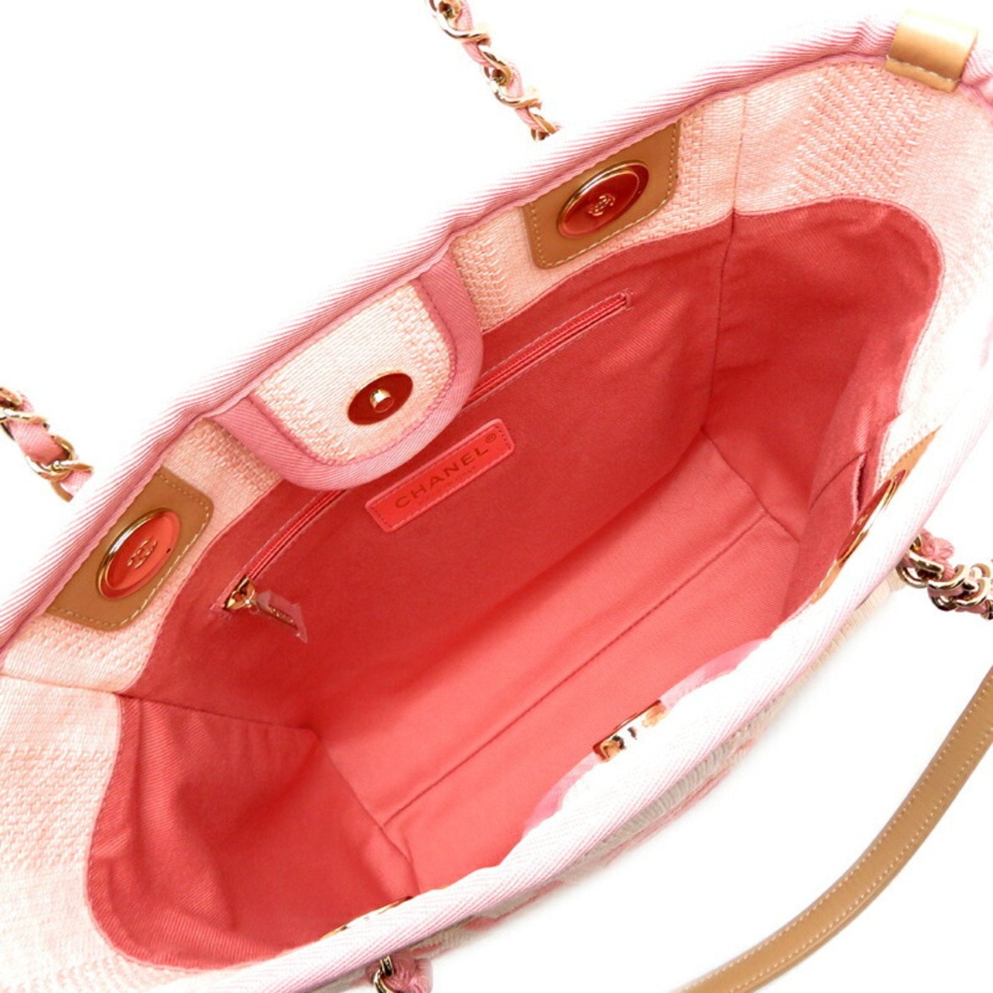Chanel Seal Deauville PM Women's Tote Bag A66939 Canvas Pink