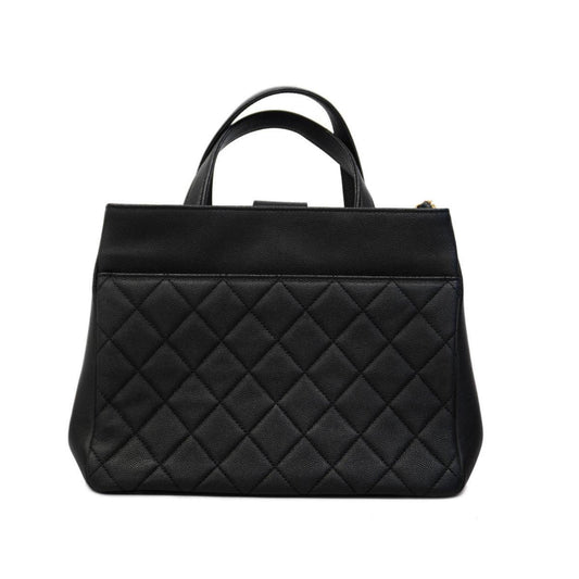 Chanel handbag, Matelasse, chain shoulder, caviar skin, black, champagne, ladies