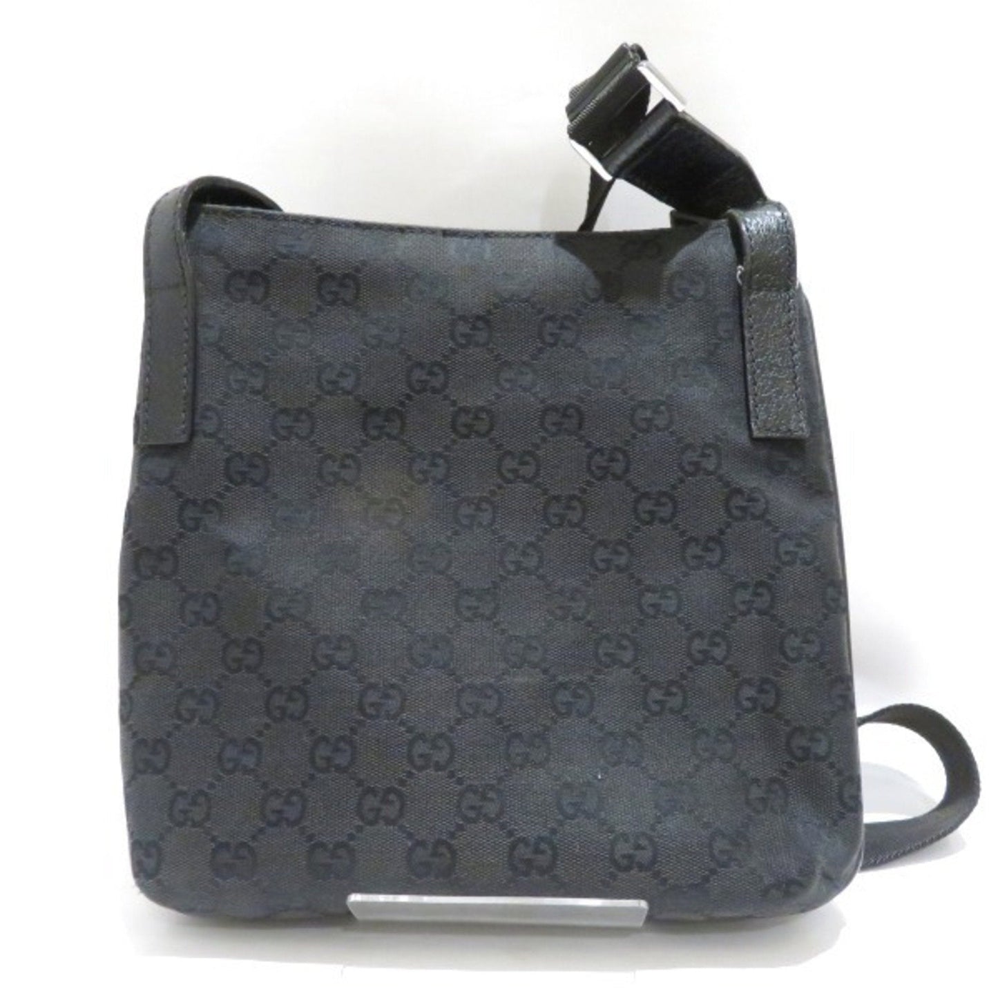 Gucci Black Gg Canvas Leather Shoulder Bag