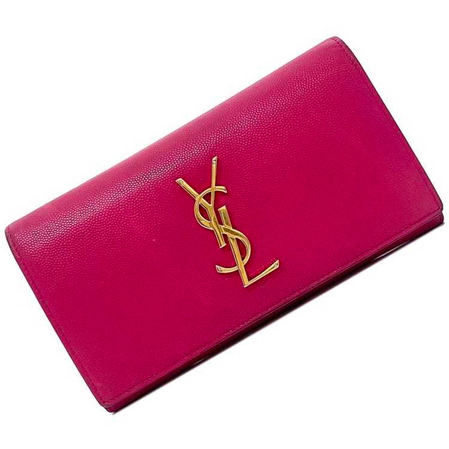 Saint Laurent bi-fold long wallet pink gold monogram GBL372266 leather  YSL flap grain ladies