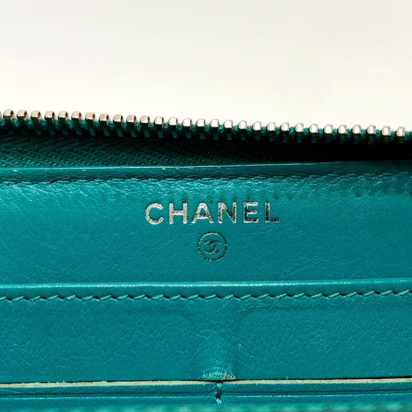 Chanel CC Mark Zip Around Long Wallet Green SilverHardware