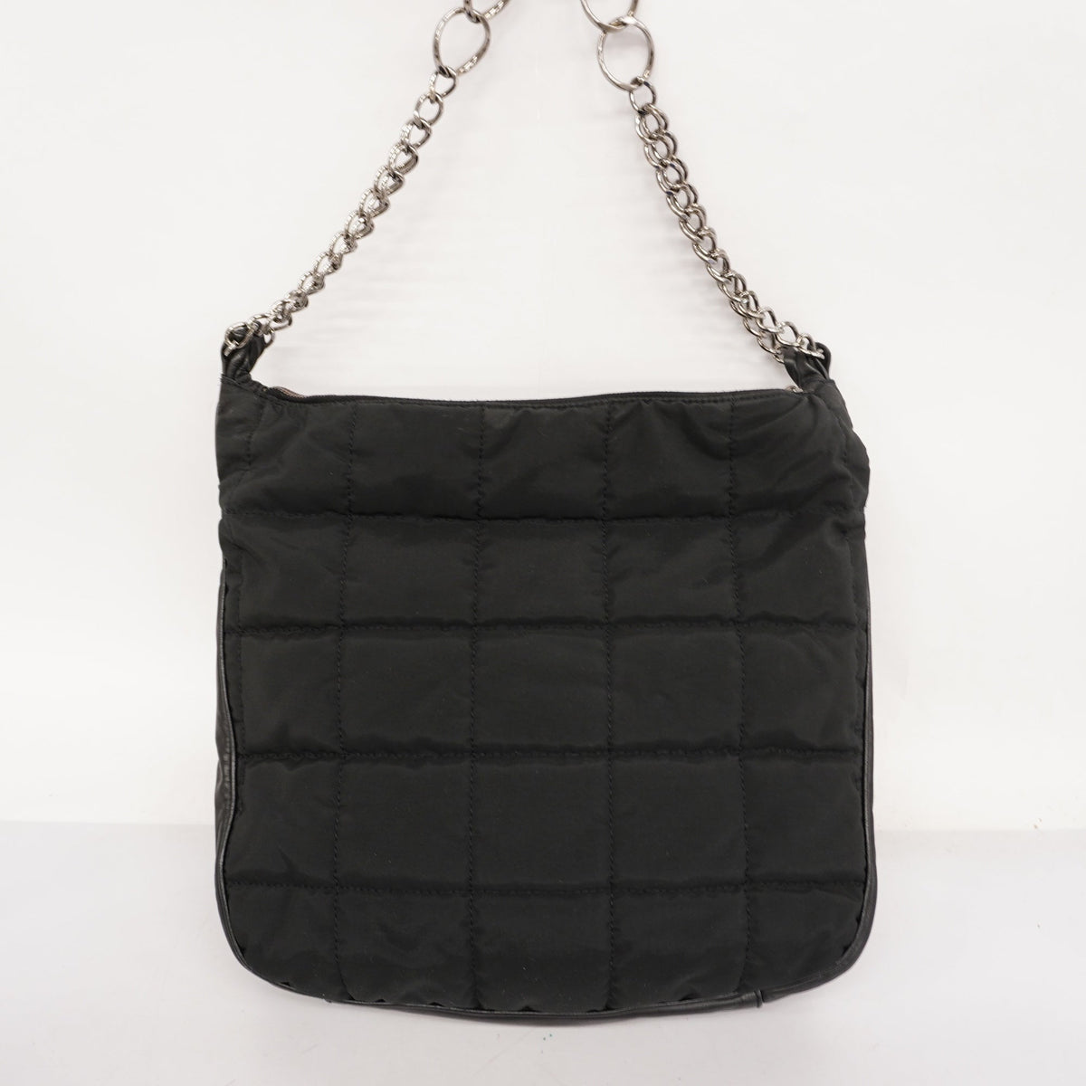 ChanelAuth  Chocolate Bar Chain Shoulder Women's Nylon Shoulder Bag Black