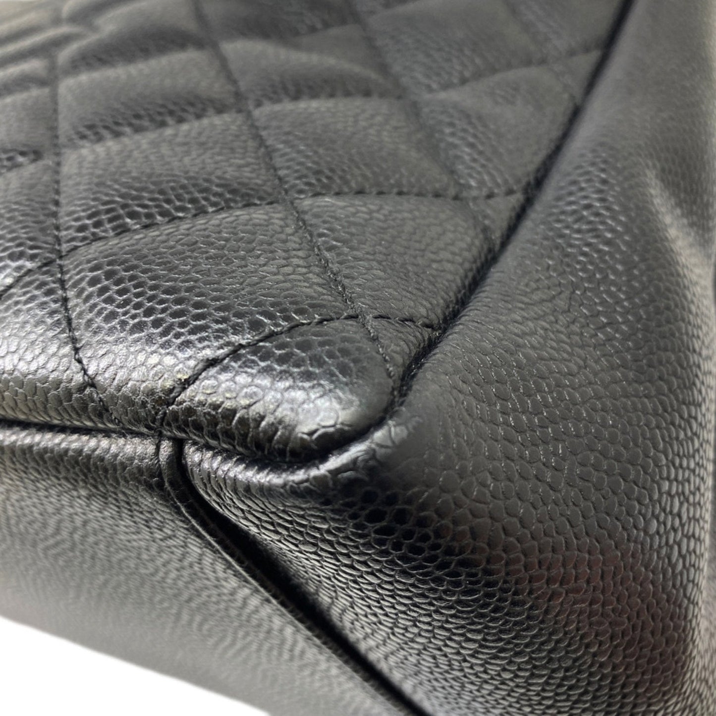 CHANEL Tote Bag GST Coco Mark Handbag Chain Shoulder Compatible Caviar Skin Black Women's