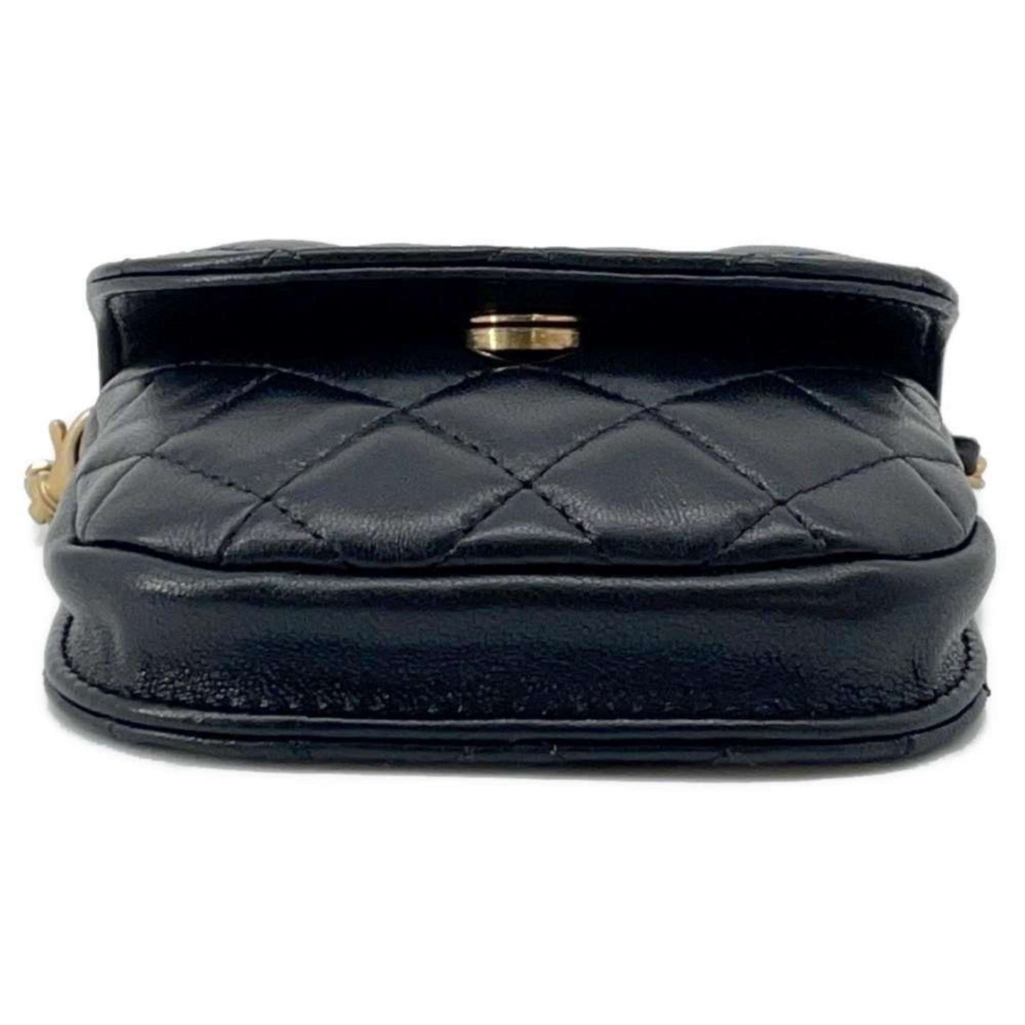 Chanel Waist Bag Matelasse Coco Mark Lambskin AP1461 2way Shoulder Ball Black